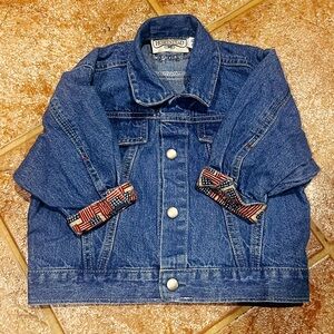 Vintage Retro Kids Baby 12M Jean Jacket 4th of July Homestead Longaberger Flag